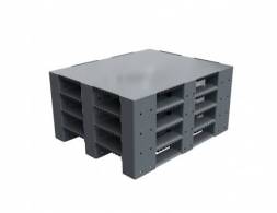 Паллет (поддон) пластиковый усиленный сплошной на 3-х полозьях, 1200х1000x150 мм, серый [02.114F.91.PEF.T20X]