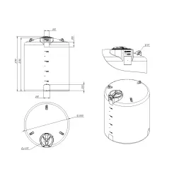 Емкость TOR 5000л под плотность до 1.5 г/см3 с откидной крышкой синяя