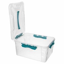 Ящик для хранения универсальный с замками и ручкой Grand box, 15,3л, голубой