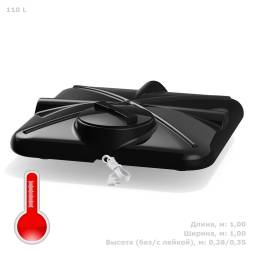 Бак пластиковый для летнего душа РОСА 110 л с подогревом, черный [DRS110S112]