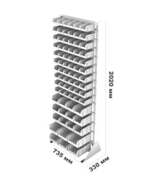 Стойка Стелла-техник односторонняя D1-10-03-02 с ящиками, 2020х735 мм