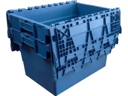 Ящик пластиковый сплошной с крышкой SPKM, 600x400x255 мм, 60 л, синий [SPKM 250]