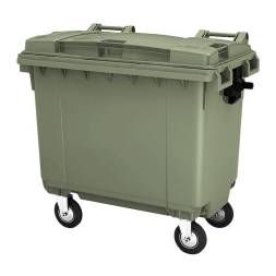 Мусорный контейнер пластиковый для ТБО/ТКО на колесах с крышкой, 660 л, зеленый