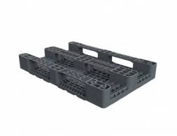 Паллет (поддон) пластиковый перфорированный на 3-х полозьях, 1200х800х160 мм, серый [02.108.91.PE]