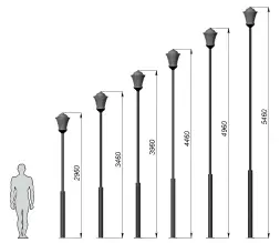 Стальной фонарный столб Монреаль 1 матовый 3,46 м