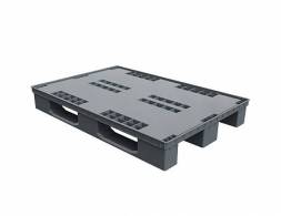 Паллет (поддон) пластиковый перфорированный на 3-х полозьях, 1210х810х160 мм, серый [02.106.91]