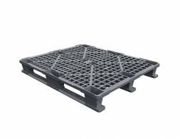 Паллет (поддон) пластиковый перфорированный на 3-х полозьях, 1200х1000x150 мм, серый [02.112.91.С71]
