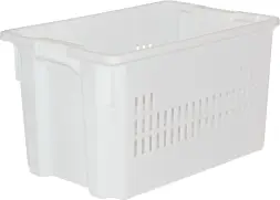 Ящик пластиковый перфорированный, 600x400x350 мм, 63 л, белый [604 м]